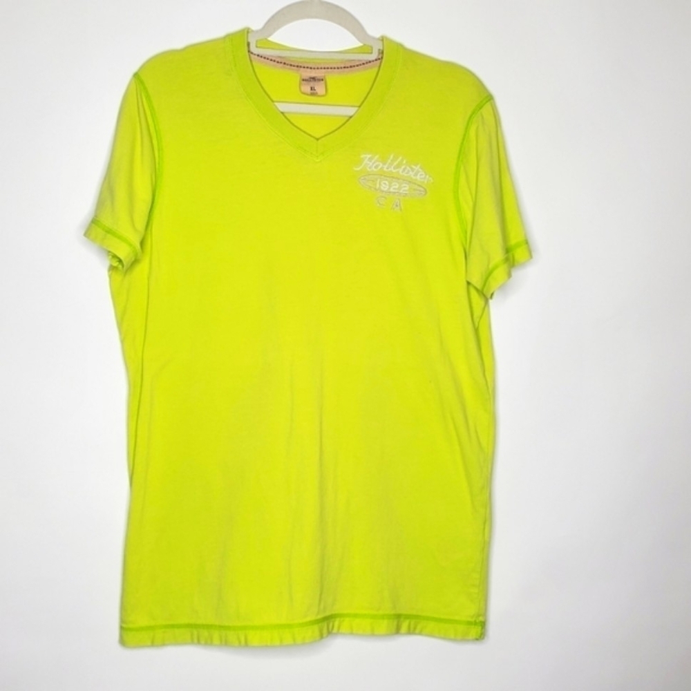 Hollister Spellout Logo Tee Size XL Women's Green Short Sleeve Cotton Top
